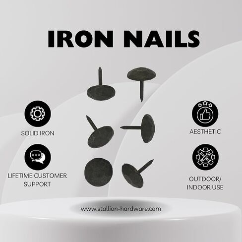 Round Iron Clavos Decorative Nails – Hand-Forged Rustic Black Studs for Doors & Furniture, Perfect for Vintage Decor & DIY Projects, Durable, Weather-Resistant (Pack of 50) in Kuwait