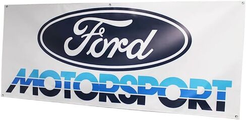 Motorsport 67.5" x 28" Wall Garage Banner Early 80s Style 3-Color Blue Logo for Ford Mustang in Kuwait