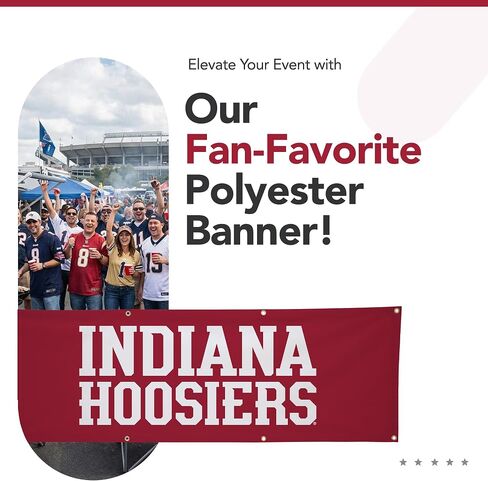 Indiana Hoosiers College Sports Printed Polyester Banner - NCAA Licensed - Hanging Graduation Decoration - School Banner (Red, White) (2' x 6') in Kuwait