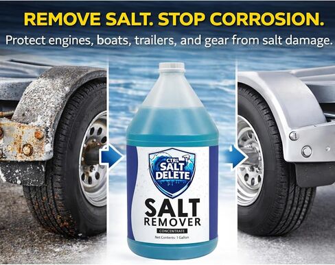 مزيل الملح البحري CTRL+SALT+DELETE، منظف القوارب ومركز تنظيف المحرك، 1 جالون، يزيل الملح من القوارب والمقطورات والمركبات ومعدات الصيد ومعدات الغوص والمزيد in Kuwait