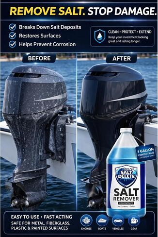 مزيل الملح البحري CTRL+SALT+DELETE، منظف القوارب ومركز تنظيف المحرك، 1 جالون، يزيل الملح من القوارب والمقطورات والمركبات ومعدات الصيد ومعدات الغوص والمزيد in Kuwait