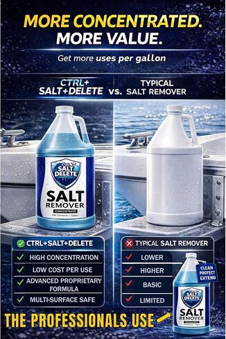 مزيل الملح البحري CTRL+SALT+DELETE، منظف القوارب ومركز تنظيف المحرك، 1 جالون، يزيل الملح من القوارب والمقطورات والمركبات ومعدات الصيد ومعدات الغوص والمزيد in Kuwait