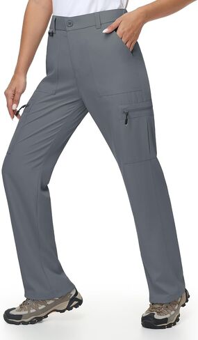MIVEI Women's Quick Dry Hiking Pants with Potty Zipper - Elastic Waist Water-Resistant Stretch Lightweight Cargo Outdoor Pant in Kuwait