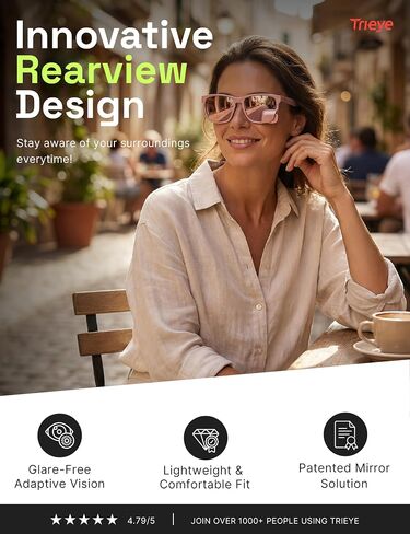 نظارات TriEye الكلاسيكية لركوب الدراجات مع مرآة الرؤية الخلفية - نظارة شمسية بعدسات قابلة للفصل قابلة للتبديل للرجال والنساء - نظارات أمان مستقطبة لدراجة الطريق من الأشعة فوق البنفسجية 400 - لون فحمي غير لامع عاكس للضوء على اليسار in Kuwait