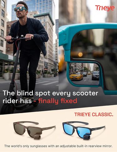 نظارات TriEye الكلاسيكية لركوب الدراجات مع مرآة الرؤية الخلفية - نظارة شمسية بعدسات قابلة للفصل قابلة للتبديل للرجال والنساء - نظارات أمان مستقطبة لدراجة الطريق من الأشعة فوق البنفسجية 400 - لون فحمي غير لامع عاكس للضوء على اليسار in Kuwait