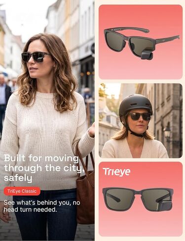 نظارات TriEye الكلاسيكية لركوب الدراجات مع مرآة الرؤية الخلفية - نظارة شمسية بعدسات قابلة للفصل قابلة للتبديل للرجال والنساء - نظارات أمان مستقطبة لدراجة الطريق من الأشعة فوق البنفسجية 400 - لون فحمي غير لامع عاكس للضوء على اليسار in Kuwait
