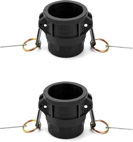 QWORK 2 Pack 2" Type D Cam & Groove Fitting, 2" Female Coupler x 2" NPT Female Thread, Polypropylene Camlock Coupler Adapter, Black for Hose & Pipe Connections in Kuwait