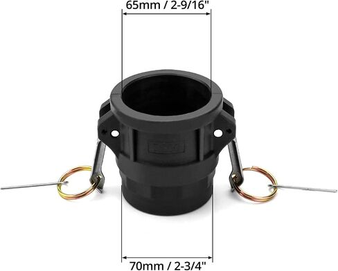 QWORK 2 Pack 2" Type D Cam & Groove Fitting, 2" Female Coupler x 2" NPT Female Thread, Polypropylene Camlock Coupler Adapter, Black for Hose & Pipe Connections in Kuwait