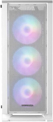 MC-C White ، PC ATX Case ، لوحة أمامية معدنية ، نافذة زجاجية مقسمة ، 3 مراوح FRGB 120 مم in Kuwait