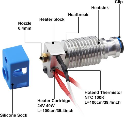 مجموعة الطارد Prusa I3 MK3 Hotend لرأس الطباعة، MK3S+ J-Head Extruder Kit متوافقة مع Prusa I3 MK3/Prusa MK3S/Prusa I3 MK3S+ 3D Printer Hotend، in Kuwait