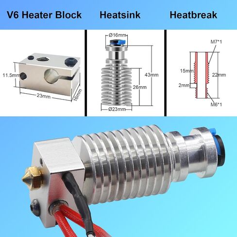 مجموعة الطارد Prusa I3 MK3 Hotend لرأس الطباعة، MK3S+ J-Head Extruder Kit متوافقة مع Prusa I3 MK3/Prusa MK3S/Prusa I3 MK3S+ 3D Printer Hotend، in Kuwait