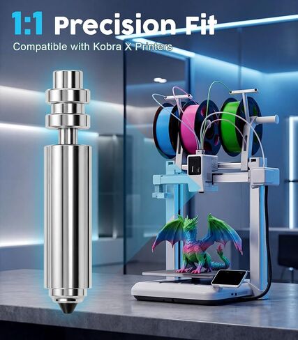 ACOCO 4Pcs Hardened Steel Nozzles for Kobra X Combo, 0.2/0.4/0.6/0.8mm Quick Swap Hotend Extruder Part with 4pcs Silicone Socks & 2pcs Brushes, 350℃ Heat Resistance Nozzle Kit for Anycubic 3D Printer in Kuwait