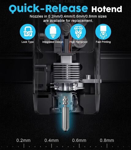 ACOCO 4Pcs Hardened Steel Nozzles for Kobra X Combo, 0.2/0.4/0.6/0.8mm Quick Swap Hotend Extruder Part with 4pcs Silicone Socks & 2pcs Brushes, 350℃ Heat Resistance Nozzle Kit for Anycubic 3D Printer in Kuwait