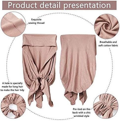 Syhood 4 قطع من أوشحة الرأس المربوطة مسبقًا سهلة الارتداء للنساء، قبعات عمامة صغيرة، غطاء رأس لف الرأس للنساء (رمادي، جملي، أزرق داكن، أسود) in Kuwait