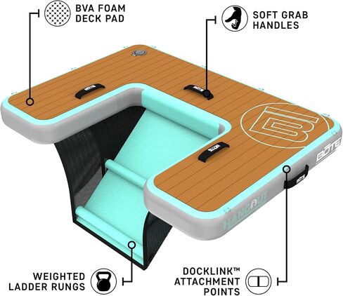 سلم عائم من BOTE Hangout Dock لحوض السباحة والشاطئ والبحيرة والقوارب والقوارب العائمة للبالغين، صديق للحيوانات الأليفة مع حقيبة حمل شبكية للسفر، يتضمن موصلات وصلة الرصيف in Kuwait