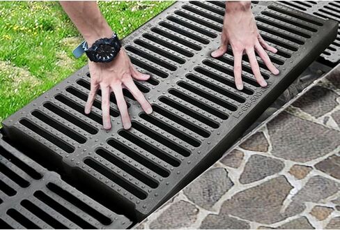 Drain Covers to Stop Leaves, Outside Driveway Yard Floor Drainage Channel Grate Covers/Underground Sewer Water Discharge Systems with Holes & Non Slip Suface, Black (Size : 50x25 in Kuwait