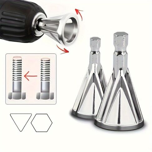 2pcs Professional Deburring Tool, 6-Slot Chamfer Tool Set for Precision Edge Work on Metal, Plastic, Copper, and Wood Pipes - Hexagonal Handle for Secure Grip in Saudi Arabia