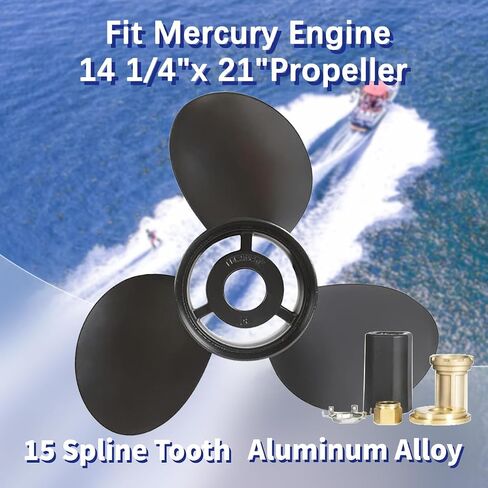 14 1/4 x 21 Aluminum Boat Outboard Propeller 135-300HP, 48-832832A45, 15 Spline Tooth RH, Compatible with Mercury 135HP 150HP 175HP 200HP 220HP 225HP 250HP 275HP 300HP in Kuwait