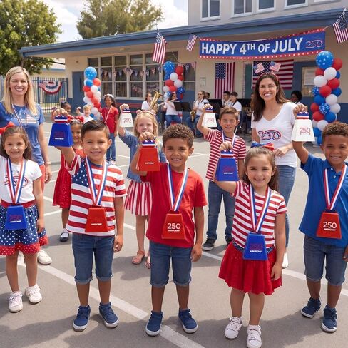 Konohan 12 Pack 250th Anniversary Cowbells Bulk, Patriotic Noise Makers in Red White Blue, Metal Spirit Easier to Hold Loud Noise Makers for Patriotic Events Parades 4th of July Independence Day in Kuwait