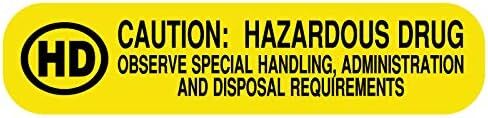 Hazardous Drug, Medication Instruction Label, 1-5/8" x 3/8" in Kuwait