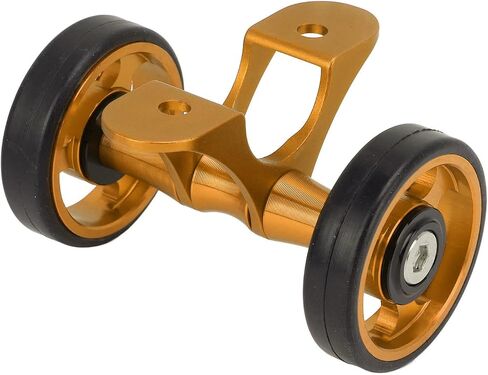 CHICIRIS Bicycle Mudguard Easywheel Rollers, Double Wheel with Steel Bearing Structure for Folding Bike, 38.5mm Diameter 10mm Width (Gold) in Kuwait