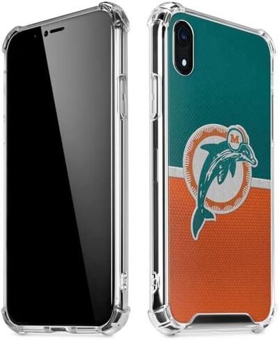 حافظة هاتف Skinit الشفافة متوافقة مع iPhone XR - تصميم كلاسيكي مرخص رسميًا من NFL Miami Dolphins in Kuwait