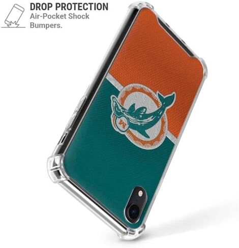 حافظة هاتف Skinit الشفافة متوافقة مع iPhone XR - تصميم كلاسيكي مرخص رسميًا من NFL Miami Dolphins in Kuwait