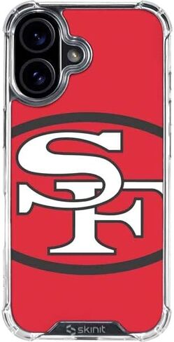 حافظة هاتف Skinit الشفافة متوافقة مع iPhone 16 Plus - تصميم أبيض وأسود مرخص رسميًا من NFL San Franciso 49ers in Kuwait