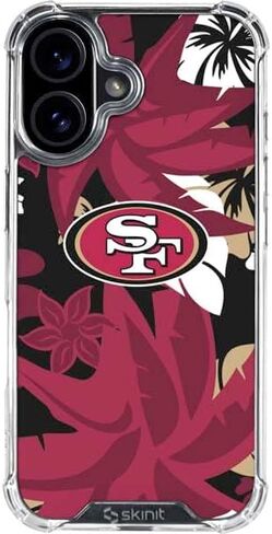 حافظة هاتف Skinit الشفافة متوافقة مع iPhone 16 Plus - تصميم أبيض وأسود مرخص رسميًا من NFL San Franciso 49ers in Kuwait