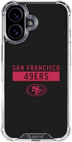 حافظة هاتف Skinit الشفافة متوافقة مع iPhone 16 Plus - تصميم أبيض وأسود مرخص رسميًا من NFL San Franciso 49ers in Kuwait