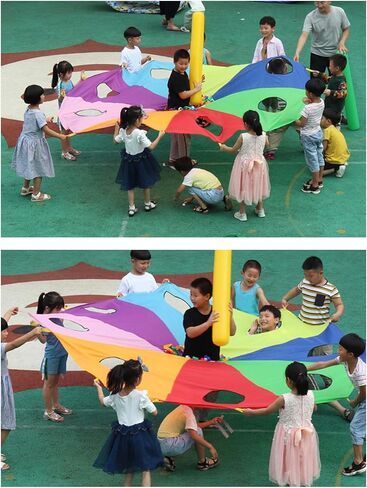 Interactive Umbrella Parachute Mole Game Toy with 9 Holes Inflatable Rod to Encourage Cooperation, Durable Polyester Material for Group Activities in Kuwait
