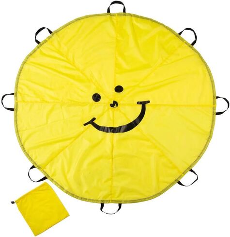 Fun Express 72" diam. Bright Yellow Polyester Smile Face Parachute with Handles in Kuwait