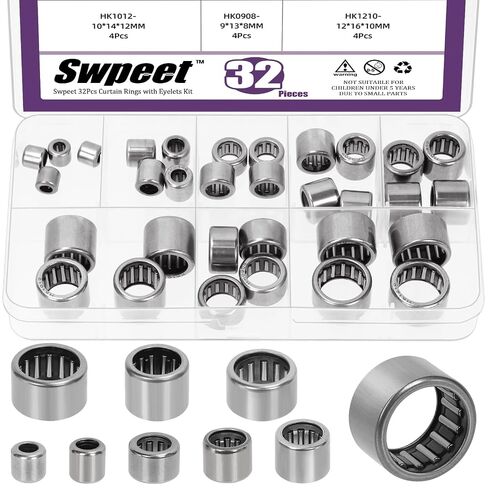 مجموعة محامل إبرة 32 قطعة 8 موديلات HK0306-HK1210 من Swpeet، كوب مسحوب مكمل كامل، محمل قفص مفتوح النهاية، محمل أسطواني أحادي الصف من الفولاذ ST14 لمعدات البناء الزراعية in Kuwait