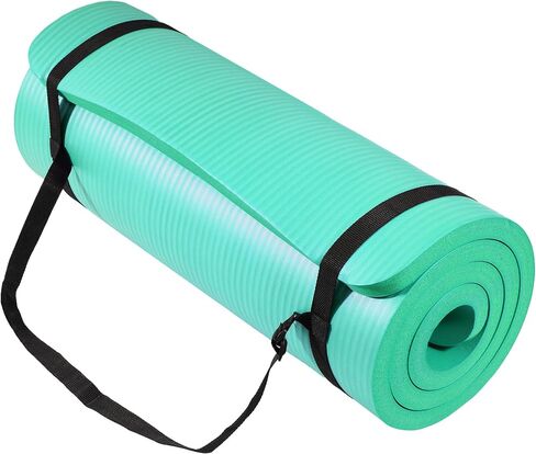 Signature Fitness Extra Thick High-Density Foam Yoga Mat – Multiple Thicknesses (1/2" & 1") / Multiple Colors – Double-Sided Non-Slip Surface – with Carrying Strap for Pilates, Yoga & Home Workouts in Kuwait