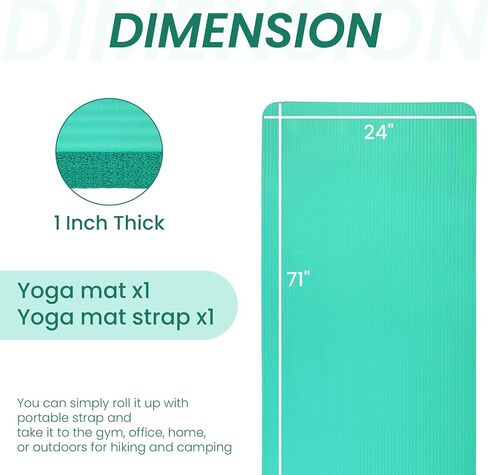 Signature Fitness Extra Thick High-Density Foam Yoga Mat – Multiple Thicknesses (1/2" & 1") / Multiple Colors – Double-Sided Non-Slip Surface – with Carrying Strap for Pilates, Yoga & Home Workouts in Kuwait