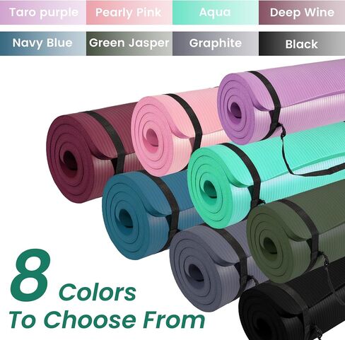 Signature Fitness Extra Thick High-Density Foam Yoga Mat – Multiple Thicknesses (1/2" & 1") / Multiple Colors – Double-Sided Non-Slip Surface – with Carrying Strap for Pilates, Yoga & Home Workouts in Kuwait