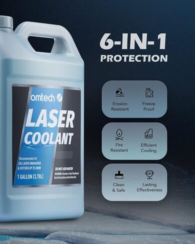 مبرد مياه صناعي OMTech 6L ومبرد ليزر ثاني أكسيد الكربون، نظام تبريد المياه CW5200 للنقاشين بالليزر مع 1 جالون مبرد سائل غير موصل مبرد مضاد للتجمد مخفف مسبقًا لأنابيب ليزر ثاني أكسيد الكربون in Kuwait