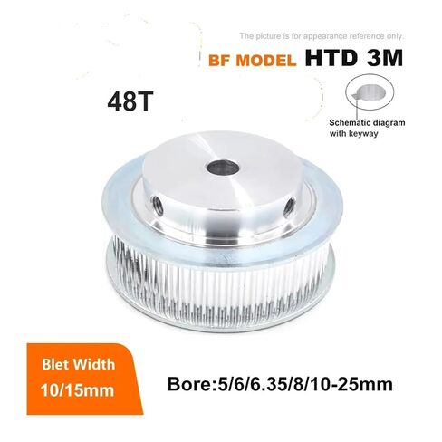 1pc HTD timing wheel 3M 48 teeth hole 5-25mm suitable for belt width 10/15mm stroke 3mm synchronous wheel(Bore6.35mm,For belt 15mm) in Kuwait