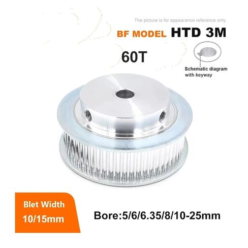 1pc HTD timing wheel 3M 60 teeth hole 5-25mm suitable for belt width 10/15mm stroke 3mm synchronous wheel(Bore 10mm,For belt 15mm) in Kuwait