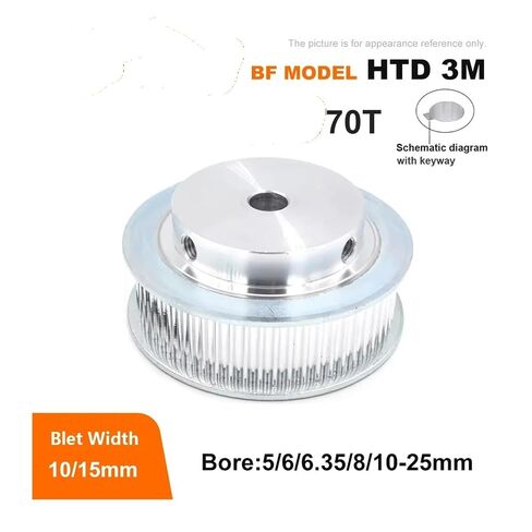 1pc HTD timing wheel 3M 70 teeth hole 5-25mm suitable for belt width 10/15mm stroke 3mm synchronous wheel(14mm-keyway 5x2.3mm,For belt 10mm) in Kuwait