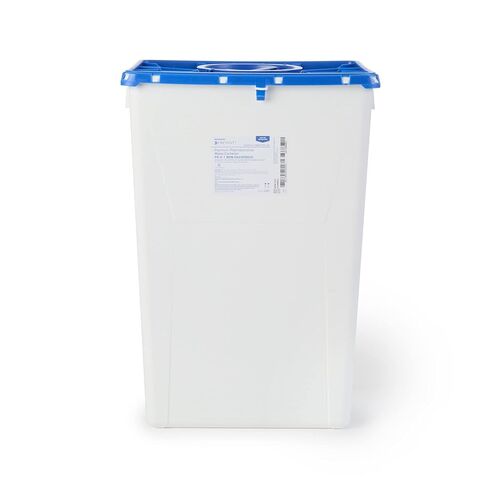 McKesson Prevent Pharmaceutical Sharps Container, Premium - PG-II, Non-Hazardous, Plastic, Vertical Entry, Rotating Lid - 18 gal, 13 in x 17 3/10 in x 24 3/5 in, 7 Count in Kuwait