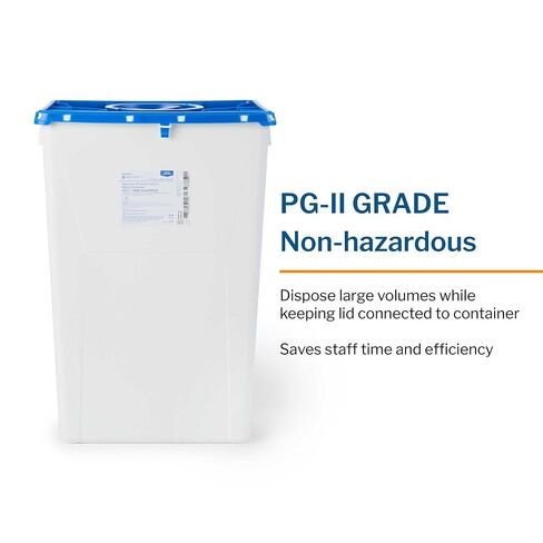 McKesson Prevent Pharmaceutical Sharps Container, Premium - PG-II, Non-Hazardous, Plastic, Vertical Entry, Rotating Lid - 18 gal, 13 in x 17 3/10 in x 24 3/5 in, 7 Count in Kuwait