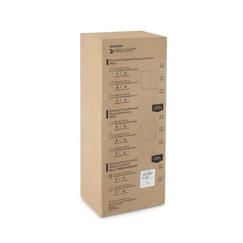 McKesson Prevent Pharmaceutical Sharps Container, Premium - PG-II, Non-Hazardous, Plastic, Vertical Entry, Rotating Lid - 18 gal, 13 in x 17 3/10 in x 24 3/5 in, 7 Count in Kuwait