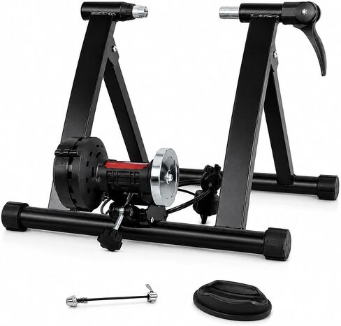 Bike Trainer Stand for Indoor Riding – Portable Magnetic Trainer for Road & Mountain Bikes, Fits 26-29" & 700C Wheels，6 Resistance Levels, Quick Release Skewer & Front Wheel Riser Block Included. in Kuwait