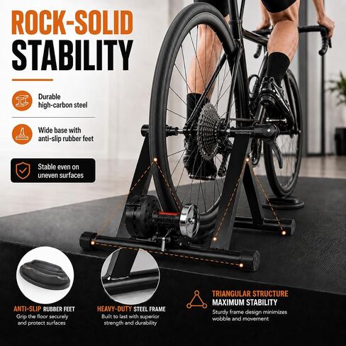 Bike Trainer Stand for Indoor Riding – Portable Magnetic Trainer for Road & Mountain Bikes, Fits 26-29" & 700C Wheels，6 Resistance Levels, Quick Release Skewer & Front Wheel Riser Block Included. in Kuwait