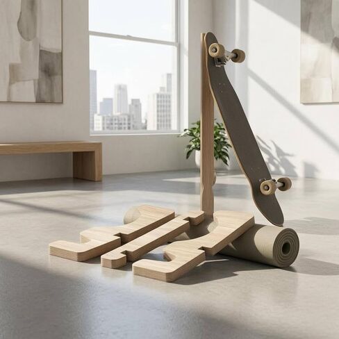 Qianly Wooden Balance Board Holder Solid Wooden Stability Board Holder Neat Presentation Skate Base for Sports Room, Garage in Kuwait