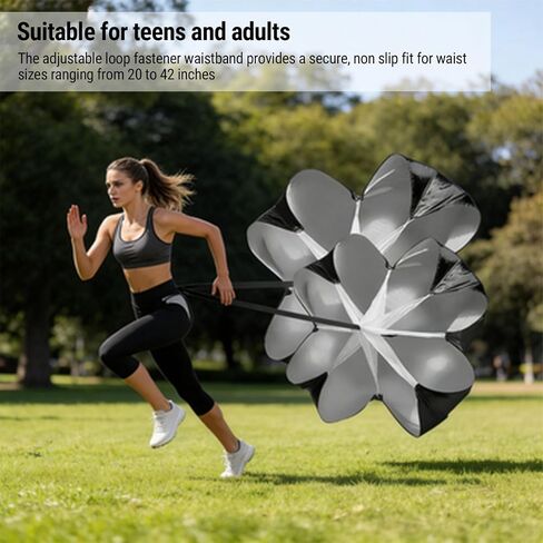 Drfeify Running Parachute Speed ​​Training، مظلة من قماش أكسفورد مع حزام خصر قابل للتعديل للتدريب على تسريع الطاقة in Kuwait