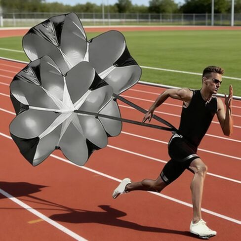 Drfeify Running Parachute Speed ​​Training، مظلة من قماش أكسفورد مع حزام خصر قابل للتعديل للتدريب على تسريع الطاقة in Kuwait