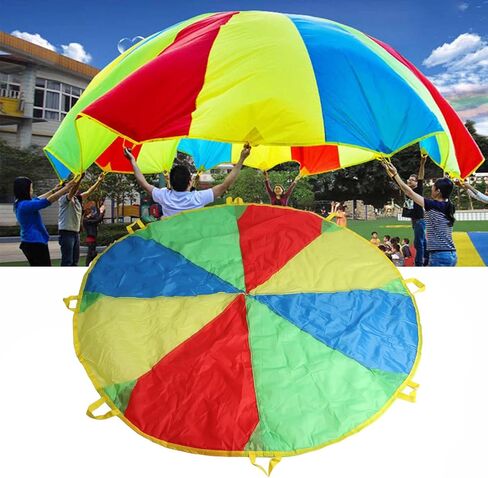 HERCHR Play Parachute Kids، لعبة قوس قزح للعب المظلة مع مقابض، لعبة خيمة ملعب للأطفال، اللعب التعاوني للجمباز وأنشطة الملعب في الهواء الطلق in Kuwait