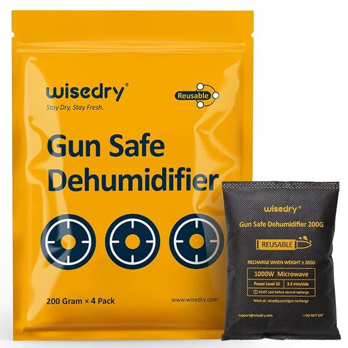 Wisedry 200 جرام × 4 عبوات مزيل رطوبة آمن للبندقية، ممتص رطوبة قابل لإعادة الاستخدام لخزائن الأسلحة، جل سيليكا مجفف آمن للبندقية قابل لإعادة الشحن in Kuwait